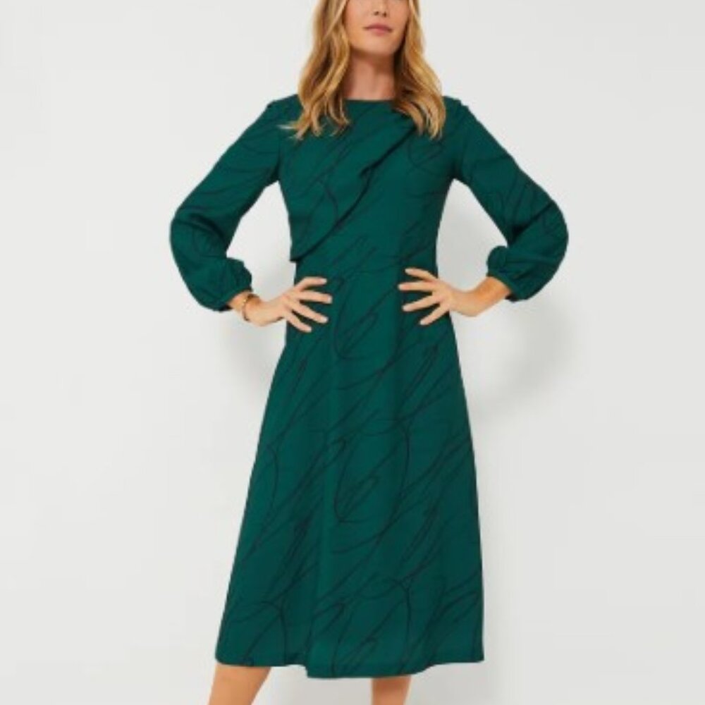 Tuckernuck Pine Twombly Green Draped Macie Dress, Size XL, Like New